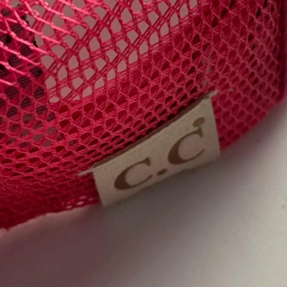 C.C. Kids Ponytail Baseball Hat Hot Pink Glitter